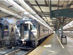 NJT trains resting underneath the Hoboken Terminal Shed